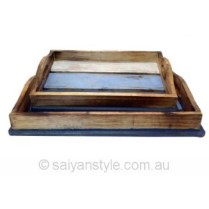 Slat Wooden Trays- Set of 2