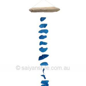 Driftwood Garland of Blue Glass
