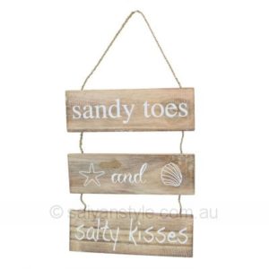 Sandy Toes Salty Kisses 3 panel Rope Sign