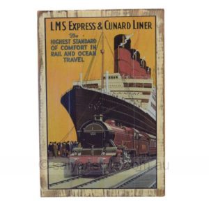 LMS Express & Cunard Liner - Framed Vintage Print