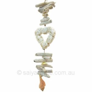 Rose Petal Shell Heart  & Driftwood Garland